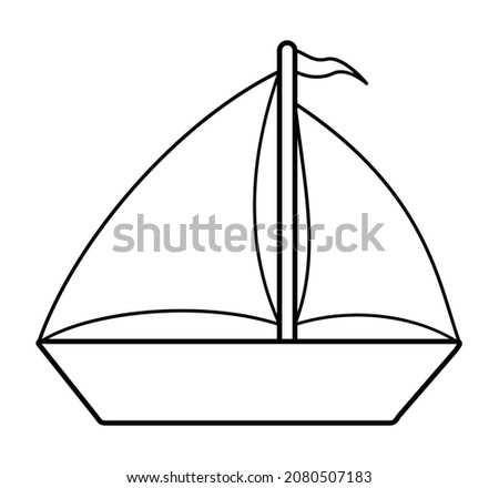 Ship outline icon. Coloring book page for children. Boat vector illustration isolated on white background.