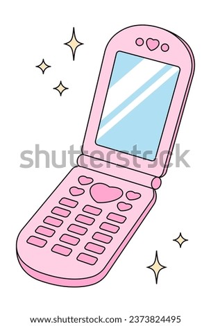 vector illustration of a flip phone on white for banners, cards, flyers, social media wallpapers, etc.