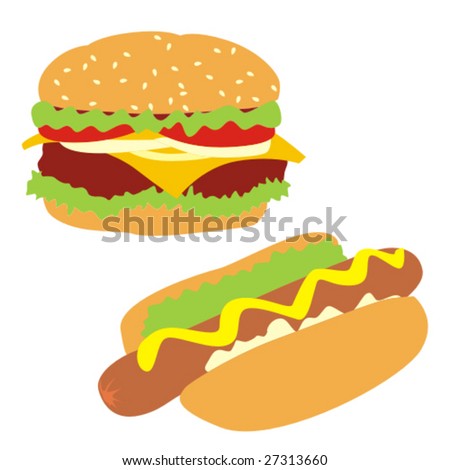 Isolated Hamburger And Hot-Dog Stock Vector Illustration 27313660 ...