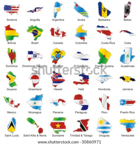vector editable isolated american flags in map shape with details