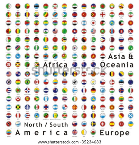 two hundred of fully editable vector world flags web buttons with official colors and details ready to use