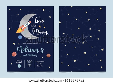 Collection of space background set with astronaut, sun, moon, star,rocket.Editable vector illustration for website, invitation,postcard and sticker.Include wording two the moon
