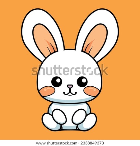 Cute adorable bunny, Pixar Kawaii Disney, sticker style, cartoon, vector color line art illustration, crisp and clean vector line