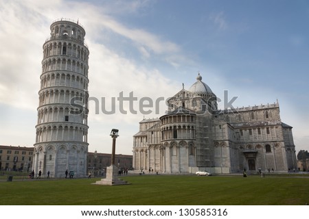 Leaning Tower of Pisa near Duomo di Pisa and Romulus, Remus and Capitoline Wolf