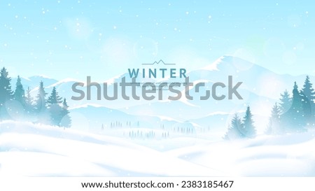 Similar – Image, Stock Photo snow covered landscape with country road, small deciduous trees on the left and higher conifers on the right of the road in sunshine / winter