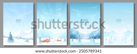 Similar – Image, Stock Photo winter forest in the snow / hunter tower near road in woods