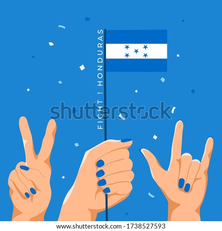 Set of Hands Holding Up National Flag : Honduras : Vector Illustration