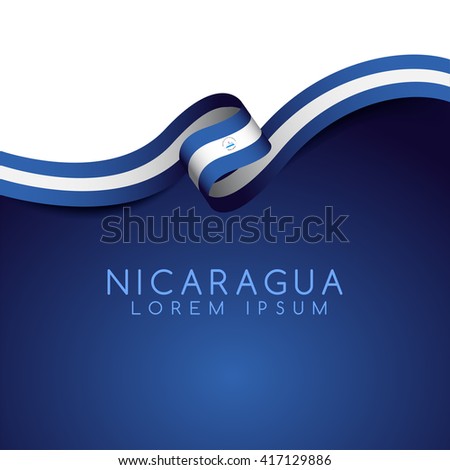 Nicaragua Flag Ribbon : Vector Illustration