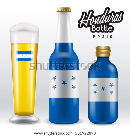 World flag wrapping on beer bottle :  Honduras : Vector Illustration