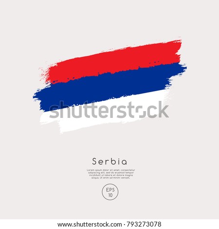 Flag of Serbia in Grunge Brush Stroke : Vector Illustration