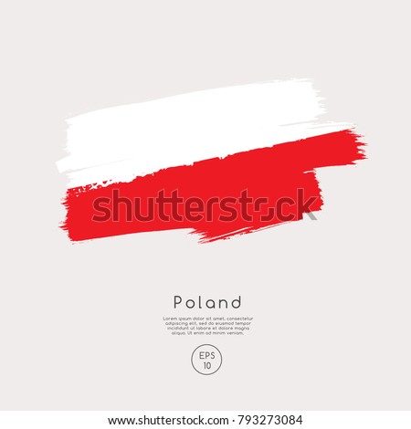 Flag of Poland in Grunge Brush Stroke : Vector Illustration