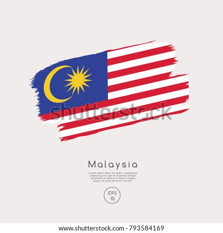Flag of Malaysia in Grunge Brush Stroke : Vector Illustration
