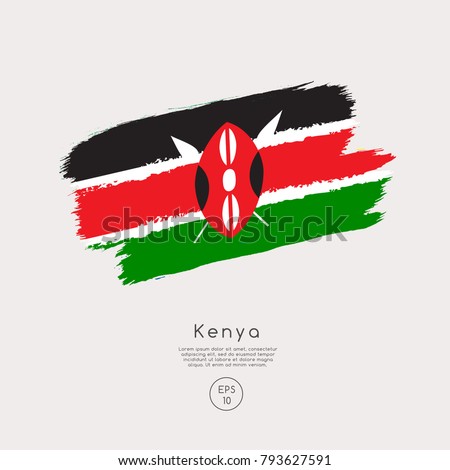 Flag of Kenya in Grunge Brush Stroke : Vector Illustration