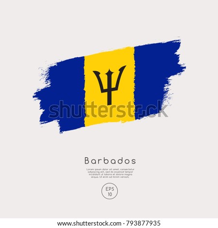 Flag of Barbados in Grunge Brush Stroke : Vector Illustration