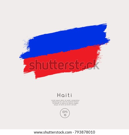 Flag of Haiti in Grunge Brush Stroke : Vector Illustration