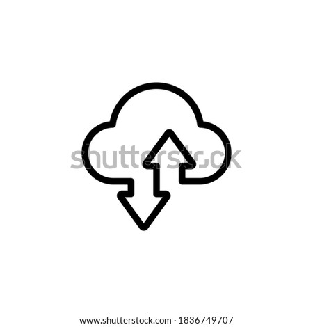 Cloud with arrows icon in black. Download and upload. Vector EPS 10. Isolated on white background