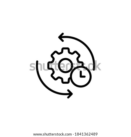 Gear and arrow. Agile process line icon. Process sign. Vector on isolated white background. EPS 10