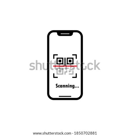 QR code scanning. Mobile scans QR code. Read bar code, mobility, generating app, coding. Icon recognition or reading qr code. Flat style trend modern design vector illustration