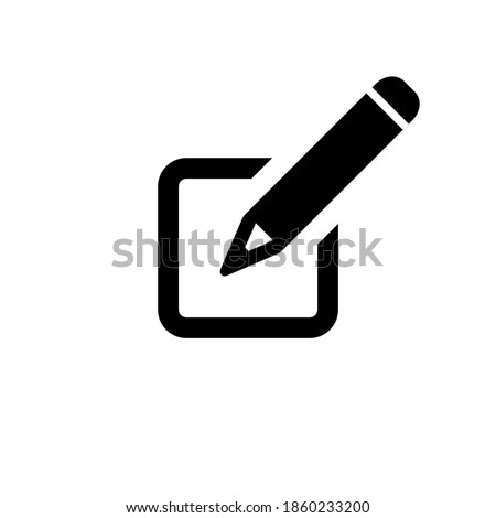 Edit text icon. Pencil icon. Sign up icon. Pen or ballpoint with square box. Vector