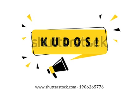 Megaphone with Kudos speech bubble banner. Loudspeaker. Can be used for business, marketing and advertising. Vector EPS 10. Isolated on white background.