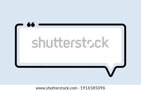 Quote icon. Quotemark outline, speech marks, inverted commas, blank space. Square shape. Vector EPS 10. Isolated on background