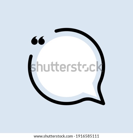 Quote icon. Quotemark outline, speech marks, inverted commas or talking mark collection. Circle shape. Vector EPS 10. Isolated on background