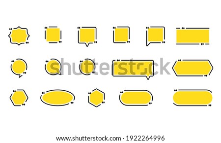 Quote icon set. Quotemark outline, speech marks, inverted commas or talking mark collection. Frame. Vector EPS 10. Isolated on background