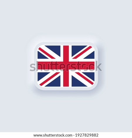 Flag of United Kingdom. National United Kingdom flag. United Kingdom symbol. Vector illustration. EPS10. Simple icons with flags. Neumorphic UI UX white user interface. Neumorphism