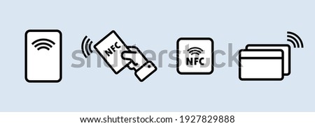 NFC icon set. Contactless payment icon. Wireless pay. Credit card. Vector EPS 10. Isolated on white background