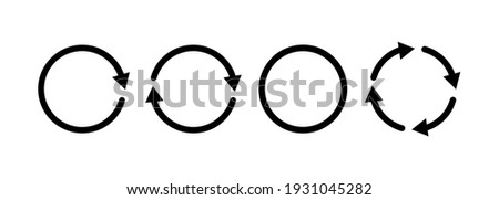 Set of circle arrow icons. Recycling icon. Rotation vector arrows set. Refresh and reload arrow icon. Arrows flat sign. Vector EPS 10. Isolated on white background