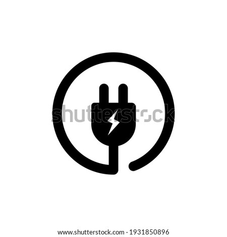 Electrical plug icon. Uk electric plug icon. Wire, cable of energy disconnect. Electrical plug logo. Vector EPS 10. Isolated on white background