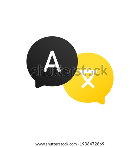 Language translation sign. Dictionary. For mpbile app. Vector EPS 10. Isolated on white background