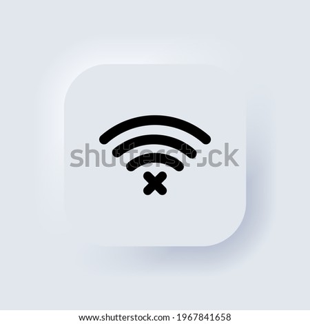 No wifi signal icon. Connection error. Neumorphic UI UX white user interface web button. Neumorphism. Vector EPS 10.