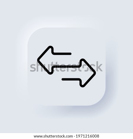 Direction arrows for transfer, sync, migration data. Traffic bridge or exchange conept. Transfer arrows icon. Exchange sign. Neumorphic UI UX white user interface web button. Neumorphism. Vector