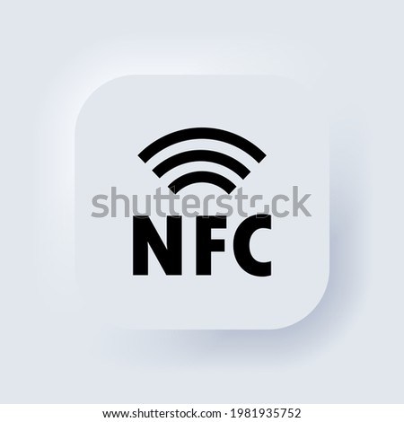 NFC icon. Contactless payment icon. Wireless pay. Credit card. Neumorphic UI UX white user interface web button. Neumorphism. Vector illustration