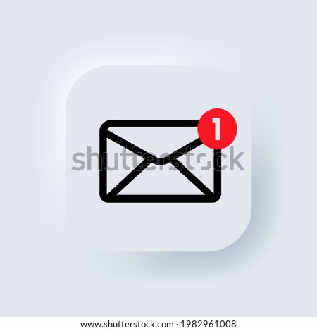 SMS icon. Dialog, chat, new message. New gmail, email. Communication concept. Neumorphic UI UX white user interface web button. Neumorphism. Vector.