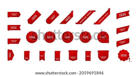 Red ribbon with Coming soon text. Announce of new product. Announcement. Vector EPS 10. Isolated on background.