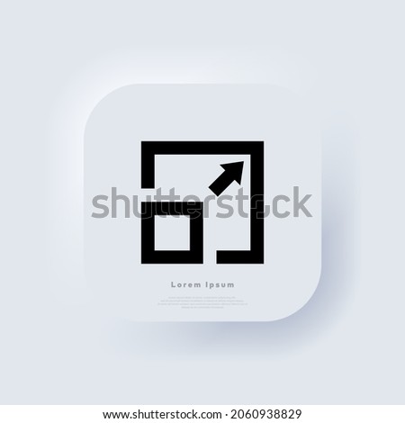 Compact size, change scale, resize picture, full screen icon. Neumorphic UI UX white user interface web button. Neumorphism. Vector illustration. ストックフォト © 