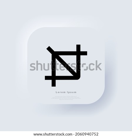 Crop icon. Crop tool button. Cropping icon. Neumorphic UI UX white user interface web button. Neumorphism. Vector illustration.