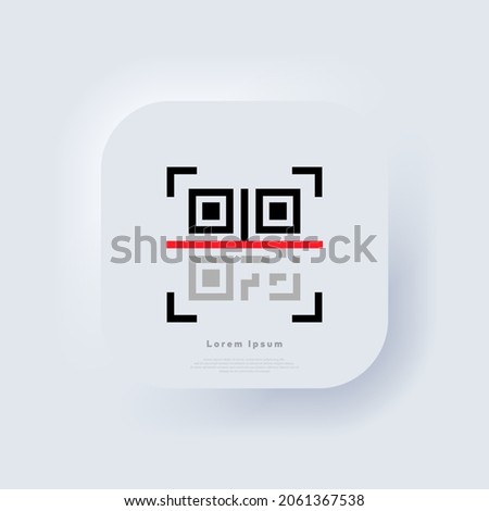 QR code scanning. Scan me. Recognition or reading qr code in flat style. Neumorphic. Vector EPS 10