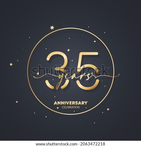 35 years anniversary logo template. 35th birthday, wedding anniversary icon. Trendy symbol image. Vector EPS 10. Isolated on background.