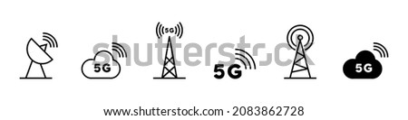 Connection tower icon set. Internet and mobile connection. 5g internet. Vector EPS 10. Isolated on white background.