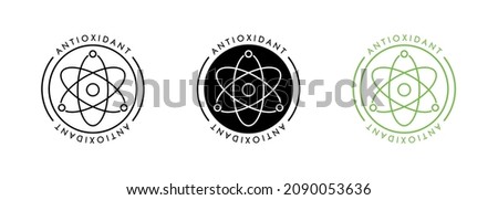 Antioxidant icon. Molecule vector illustration on white isolated background. Radical free oxidant molecule. Detox business concept. Vector illustration Imagine de stoc © 