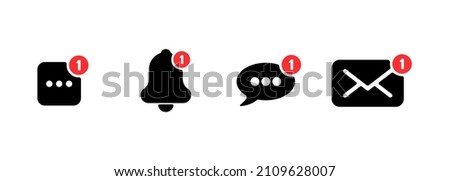 New notification and message icon set. Social media concept. Vector EPS 10. Isolated on white background.