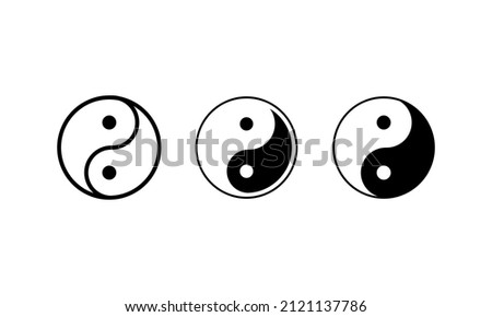 Yin-Yang icons set. Yin Yang hand drawn logo sketch abstract symbol. Vector illustration design. Vector eps 10.