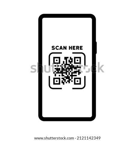 Scanning QR code icon. Online payment. Covid QR code. Online order. Scan here. Vector eps 10.