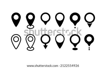 Pinpoint icon set. Symbol for website, gps navigator, apps, business card. Geolocation. End of route. Vector eps 10