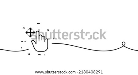 Full screen arrows with hand line icon. Touch control, button, finger, press, push, tap, user, monitor, device, watch. Technology concept. One line style. Vector line icon for Business and Advertising