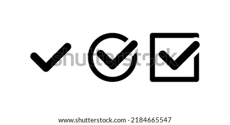 Checkmarks in checkboxes set icon. Mark the right, to do list, agreement, planning, plan, business, work, schedule. Technology concept. Vector line icon for Business and Advertising.