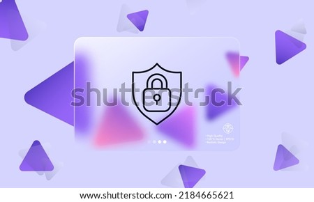 Shield with lock line icon. Privacy protection, private information, antivirus, device, user, personal data. Technology concept. Glassmorphism style. Vector line icon for Business and Advertising.